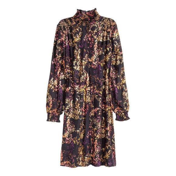 MSRP $59 NWOT H&M Floral Long-Sleeve Flowy Shirt Dress Size S | SAME DAY SHIP - Picture 2 of 10